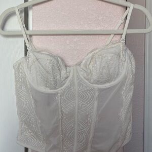 Garage White Lace Tank Top with Underwire Support